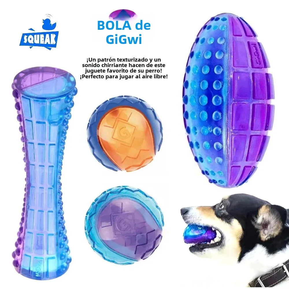 Pelota interactiva para perros Gigwi Pet Toys, serie G-Ball, con sonido, 6,35 cm (2,5"), para perros pequeños y medianos, rebota y viene en colores surtidos.