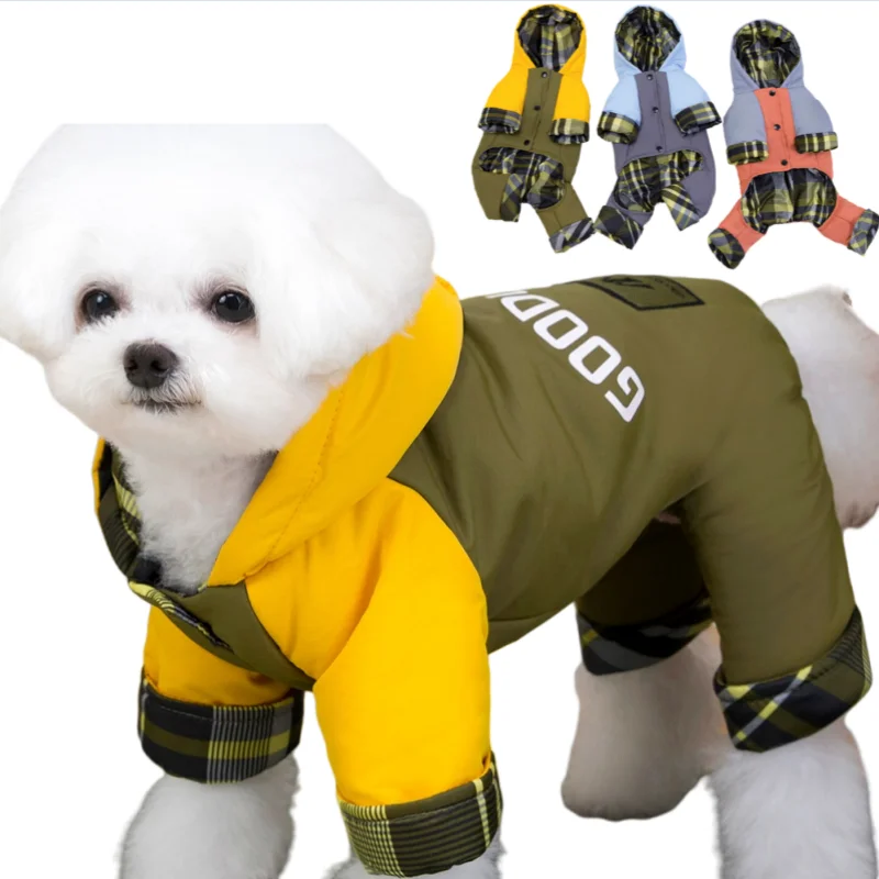 Mono impermeable para mascotas, ropa de invierno de forro polar para perros, abrigo con anilla en D