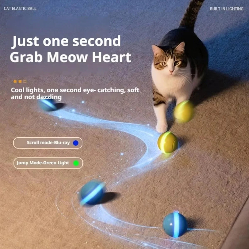 Pelota inteligente interactiva para gatos: juguete electrónico automático con luz LED para entretenimiento y entrenamiento.