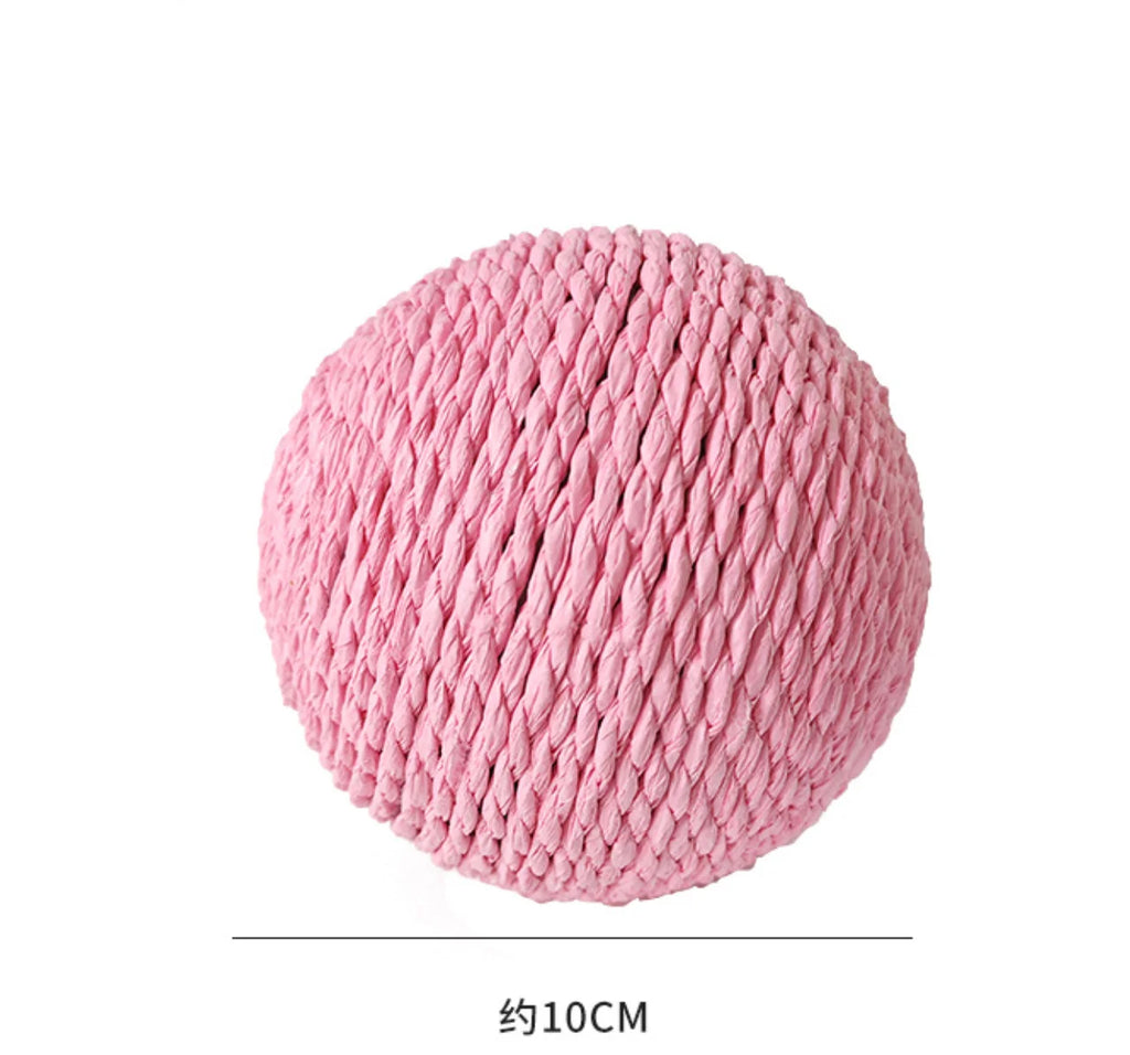 Pelota rascadora interactiva de sisal de 10 cm para gatos, ideal para limpiar los dientes de los gatitos. Pelota antimordeduras con sonido.
