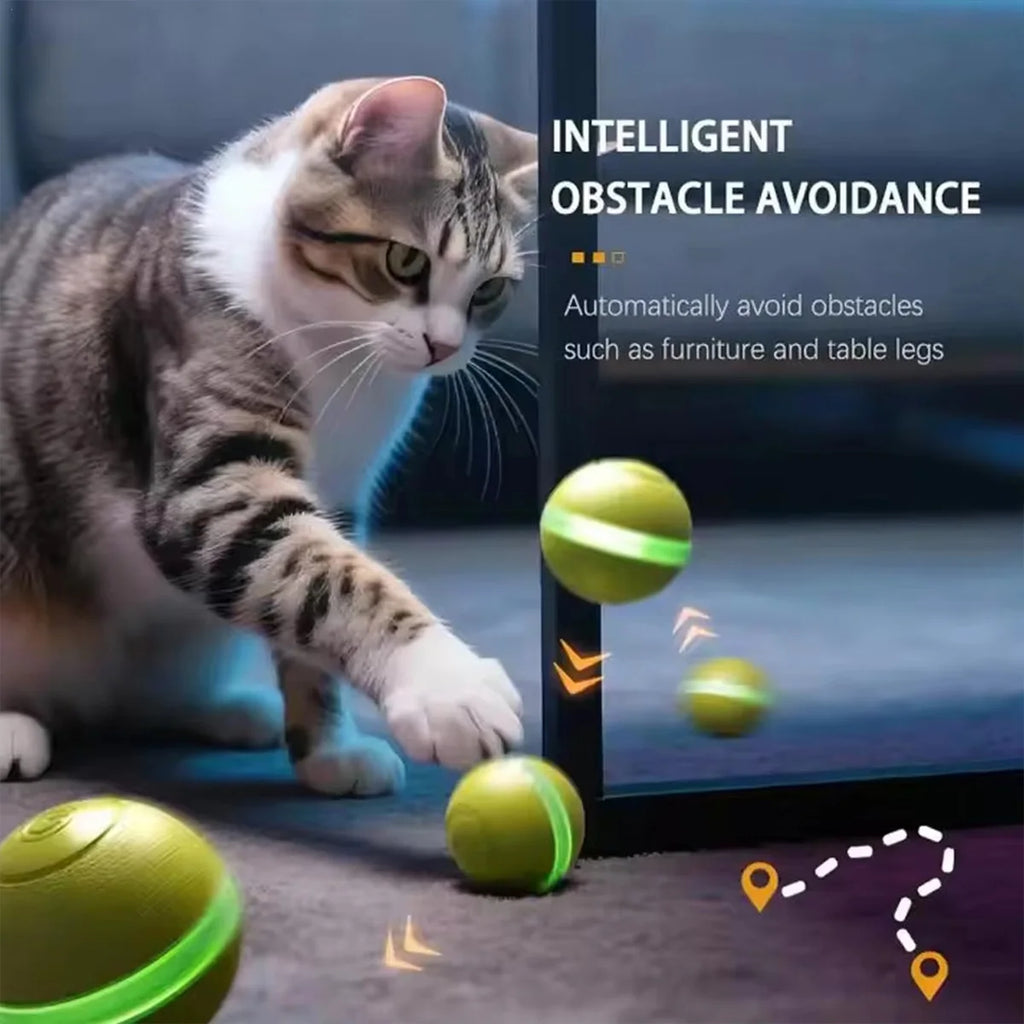 Pelota inteligente interactiva para gatos: juguete electrónico automático con luz LED para entretenimiento y entrenamiento.