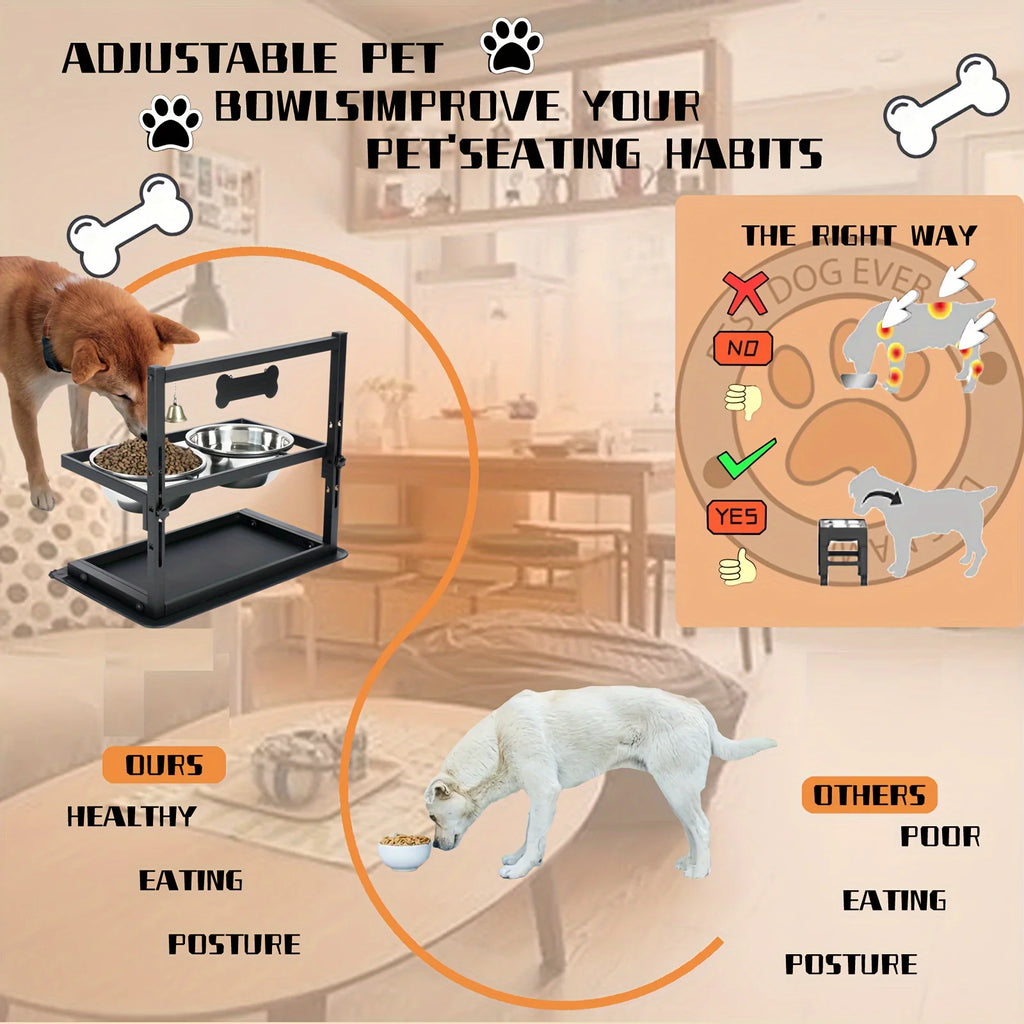 Soporte elevado ajustable para comederos de perros grandes y medianos