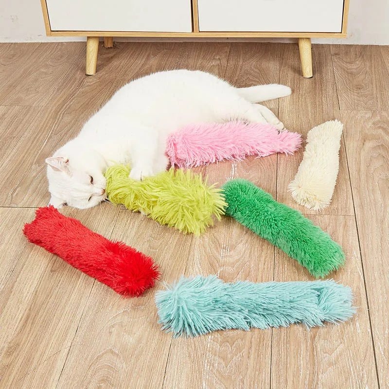 Divertido juguete para gatos, tiras de peluche, almohadas, juguetes de hierba gatera, juego interactivo suave