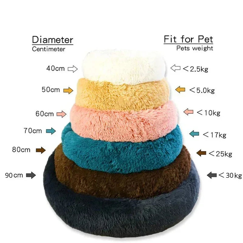 Cama redonda para mascotas de 40-90 cm para perros grandes, cama supersuave para gatos, casita de felpa larga para perros medianos, ideal para dormir en invierno.