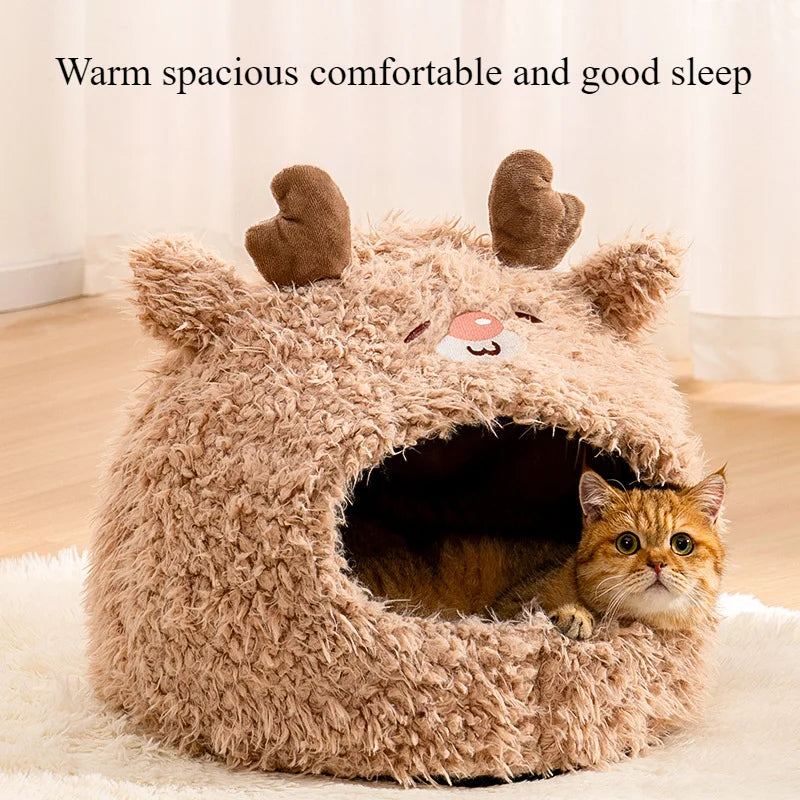Casita para gatos muy suave, cama cómoda para un sueño profundo, camas cálidas de felpa para mascotas adecuadas para gatos y perros pequeños y medianos.