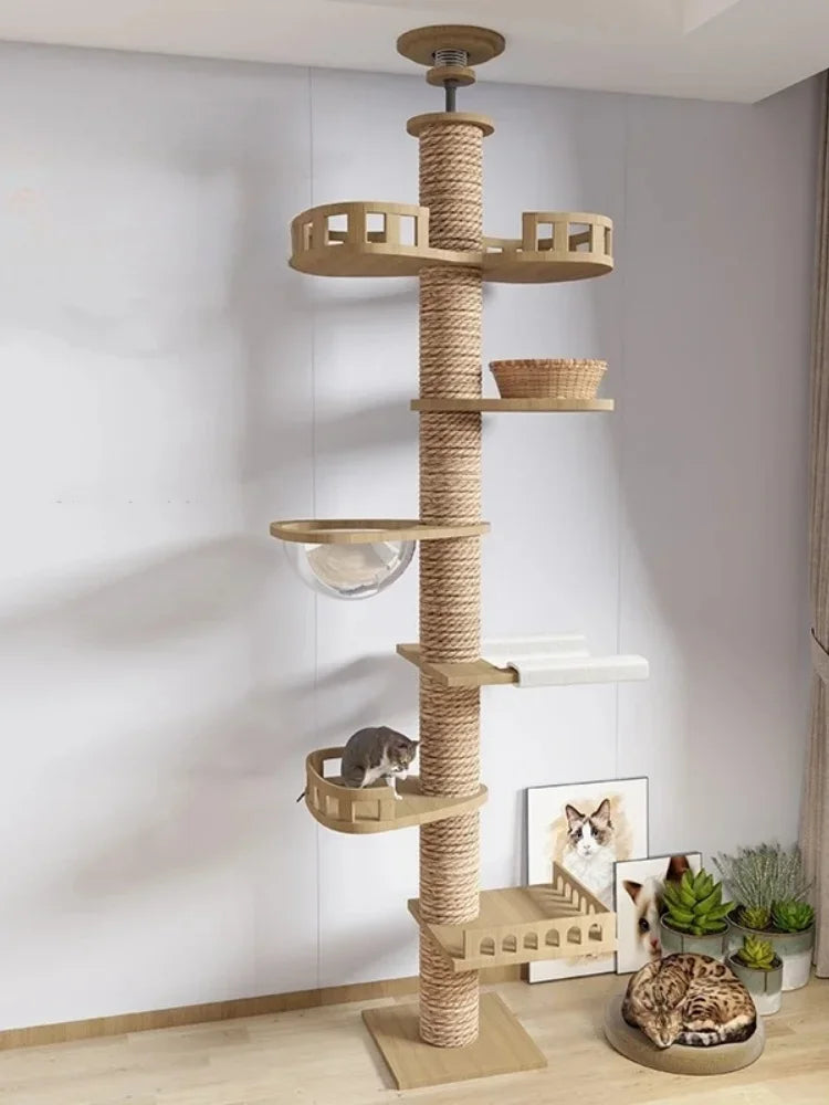 Casa para gatos ajustable, torre para gatos de piso a techo, condominio multinivel con rascador y hamaca. Productos para mascotas.