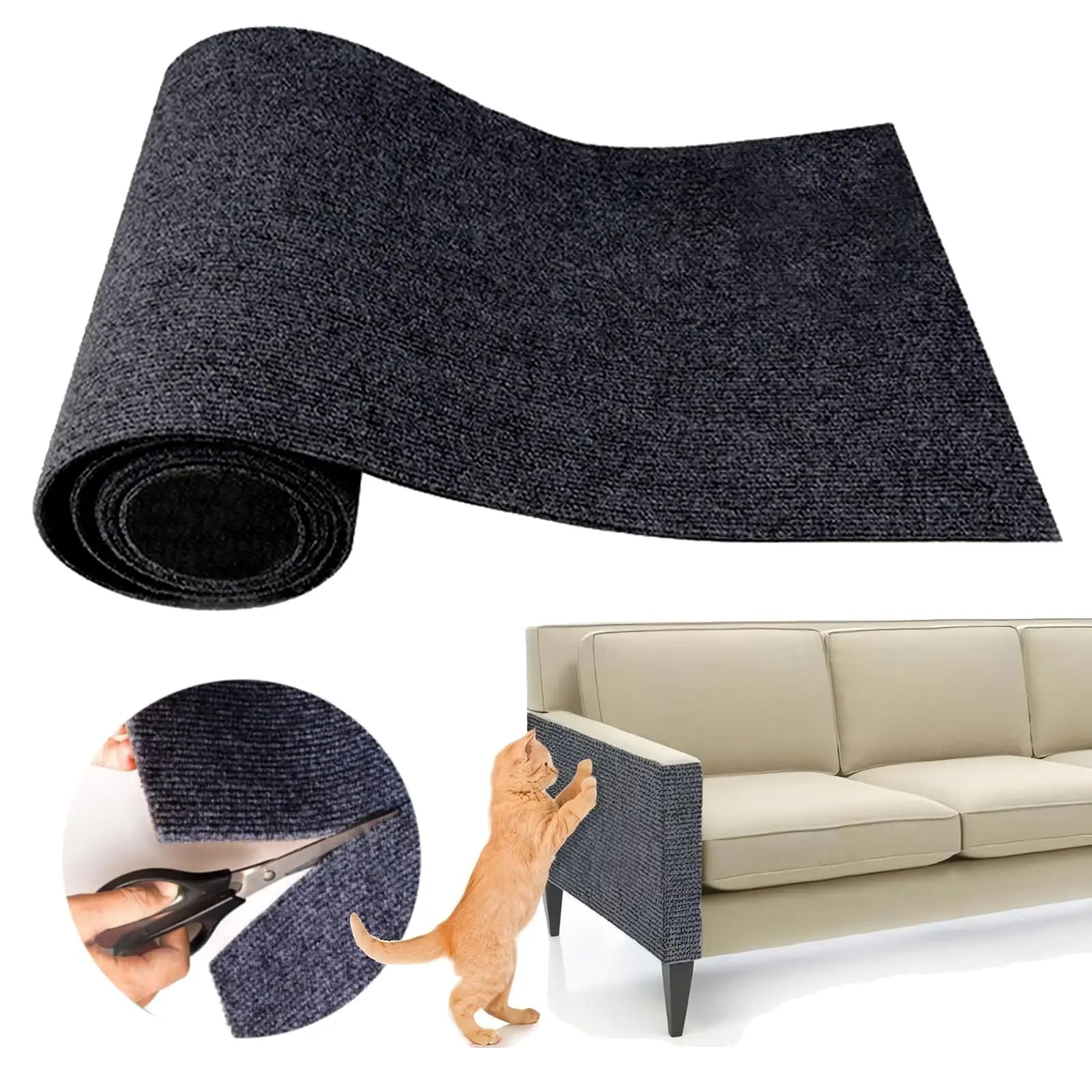 Protector de pared autoadhesivo antiarañazos para gatos, sofá, bricolaje, protección contra arañazos de gatos, patas afiladas, recortable, alfombra, rascador para gatos