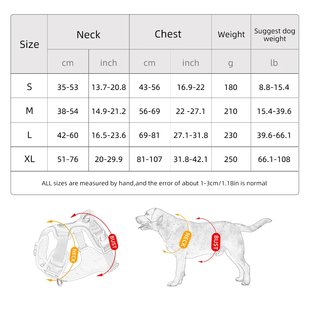 Arnés para perros que no tira, reflectante, de nailon, ajustable, mediano/grande