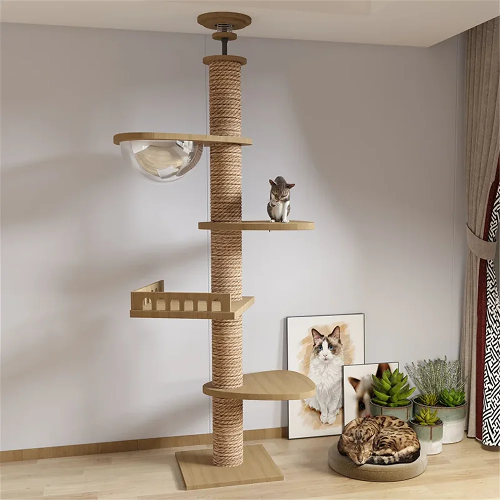 Casa para gatos ajustable, torre para gatos de piso a techo, condominio multinivel con rascador y hamaca. Productos para mascotas.