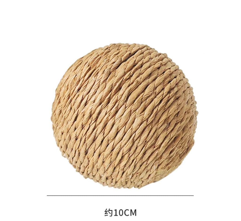 Pelota rascadora interactiva de sisal de 10 cm para gatos, ideal para limpiar los dientes de los gatitos. Pelota antimordeduras con sonido.