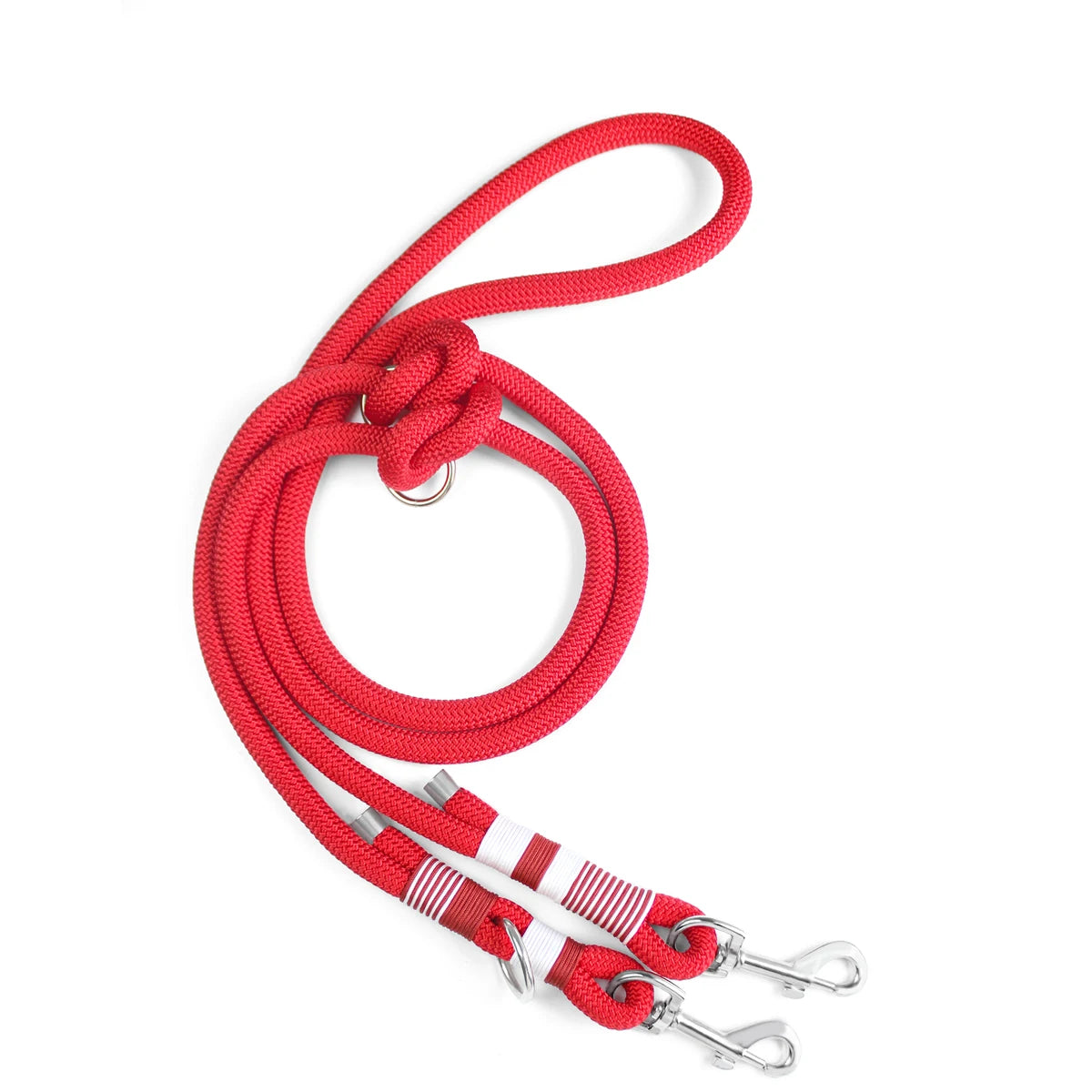 Correa trenzada de doble hebilla para perros, de color liso, multifuncional, tejida a mano, para paseos al aire libre con perros medianos y grandes.