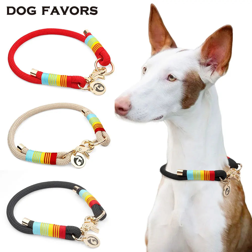 Collar para perro arcoíris trenzado de paracord colorido, anillo para el cuello para perros