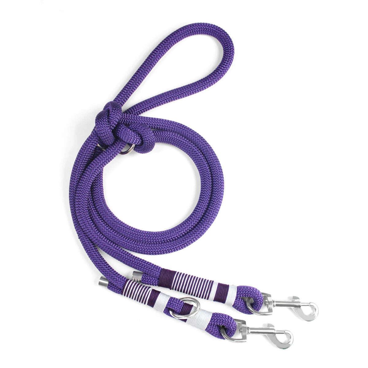 Correa trenzada de doble hebilla para perros, de color liso, multifuncional, tejida a mano, para paseos al aire libre con perros medianos y grandes.