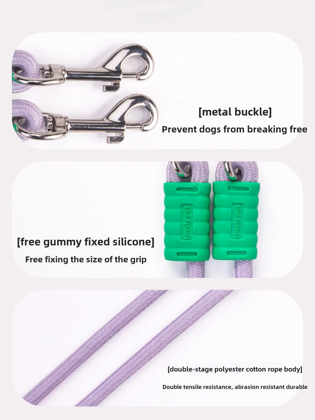 Correa doble para mascotas de 1,5 m con acopladores de 2 vías, cuerda elástica extensible, cinturón de entrenamiento para dos perros al aire libre.