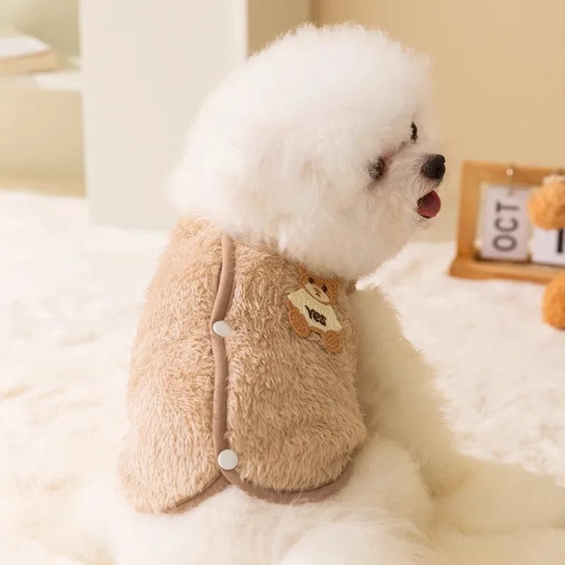 Lindo abrigo polar para perro con forma de oso y pato, ropa de otoño e invierno para cachorros, disfraz para mascotas, ropa para gatos, chihuahua, bulldog francés, chaleco tipo chaqueta