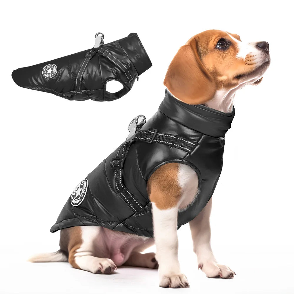 Chaqueta para perro con arnés, ropa de invierno cálida para perros pequeños y medianos, impermeable, para mascotas, disfraz para chihuahua y bulldog francés