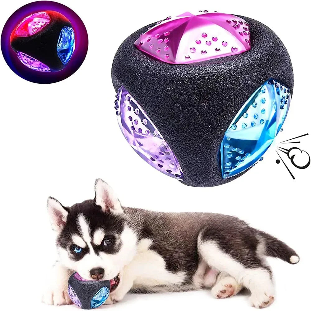 Pelotas interactivas para perros con sonido, destellos y luces LED. Juguetes masticables para perros que mastican con fuerza. Pelotas luminosas y saltarinas para cachorros.