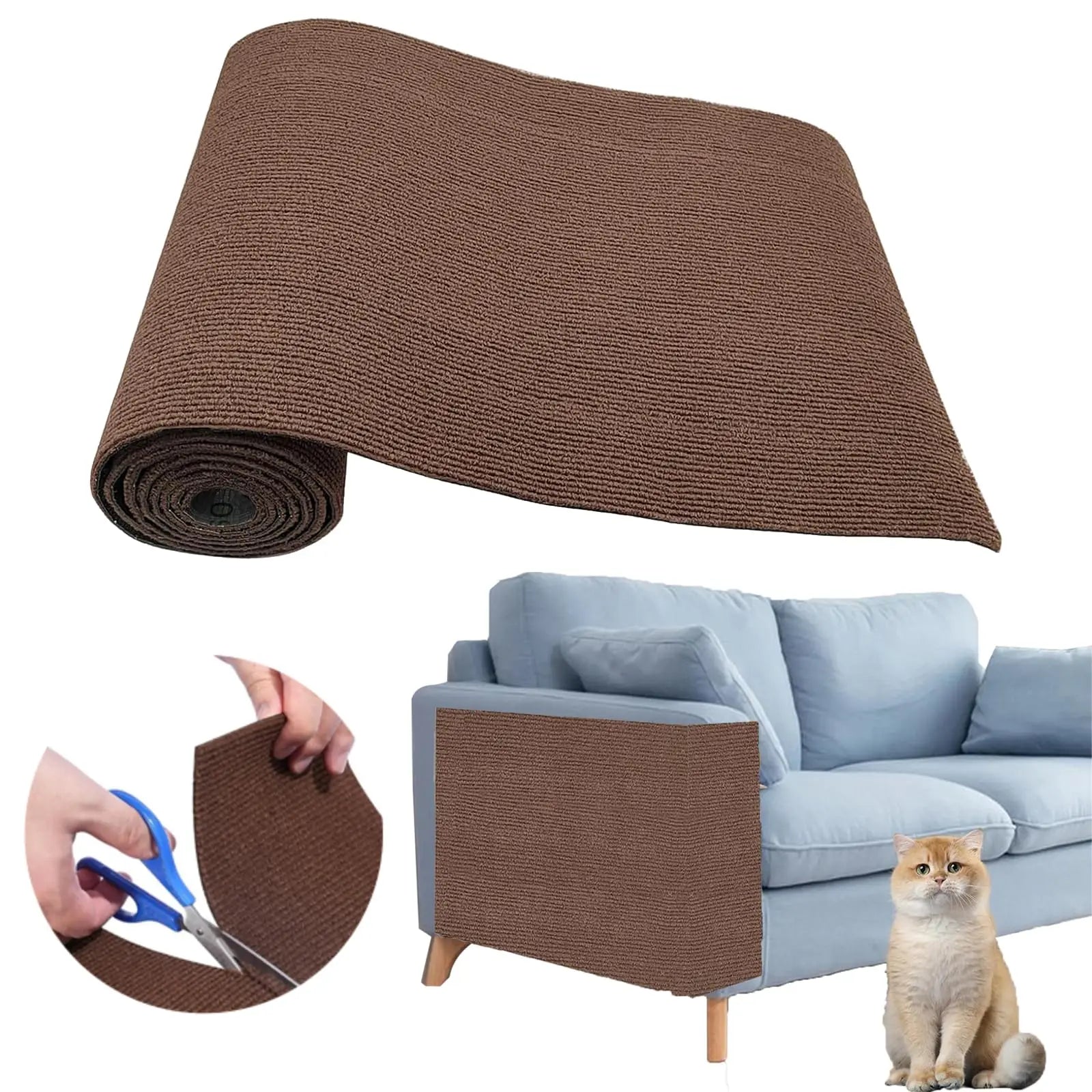Protector de pared autoadhesivo antiarañazos para gatos, sofá, bricolaje, protección contra arañazos de gatos, patas afiladas, recortable, alfombra, rascador para gatos