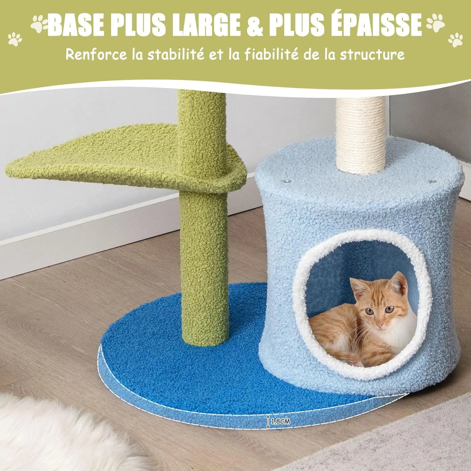 Árbol para gatos de 87 cm con poste rascador de sisal, percha y nido de peluche acogedor, multicolor
