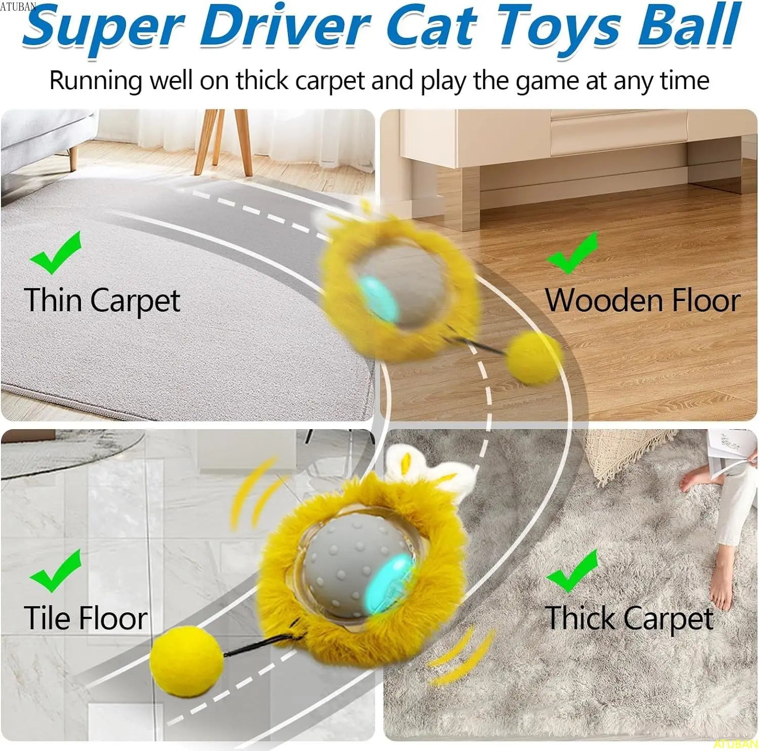 Juguetes interactivos con movimiento para gatos, pelotas automáticas con movimiento para gatos de interior