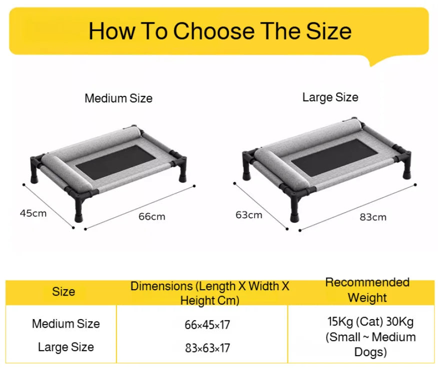 Cama grande para mascotas a prueba de humedad, extraíble y lavable, elevada del suelo