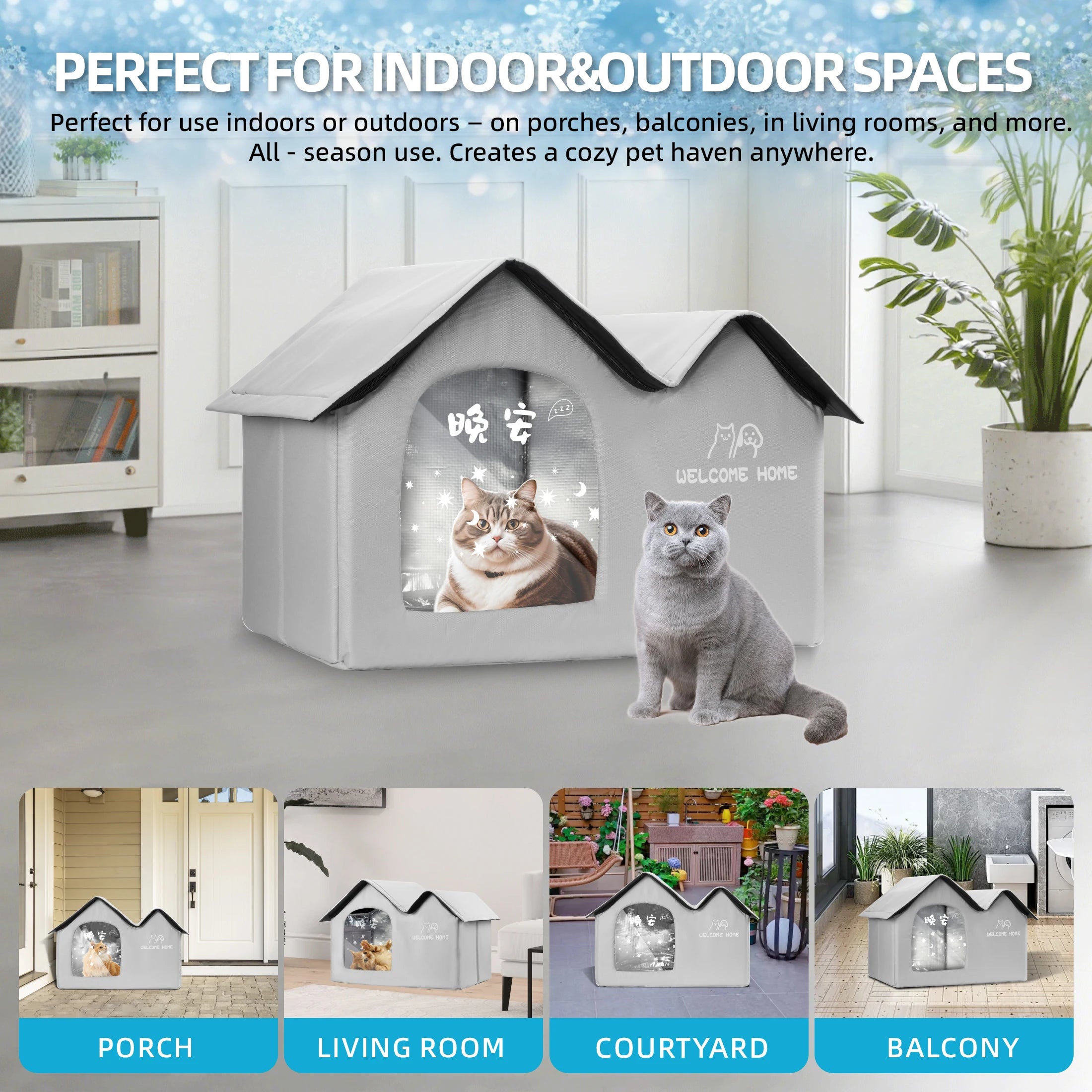 Casa con aire acondicionado para gatos, herramienta de refrigeración para gatos en verano, nido, casa de hielo para perros, casa de hielo para mascotas para gatos de todas las estaciones