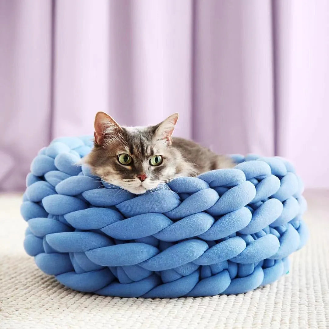 Nido para mascotas Weave Pet Nest, caseta para perros de tejido grueso, diámetro de 30 a 60 cm, cálida, desmontable, lavable, redonda, para gatos, disponible en todas las estaciones.