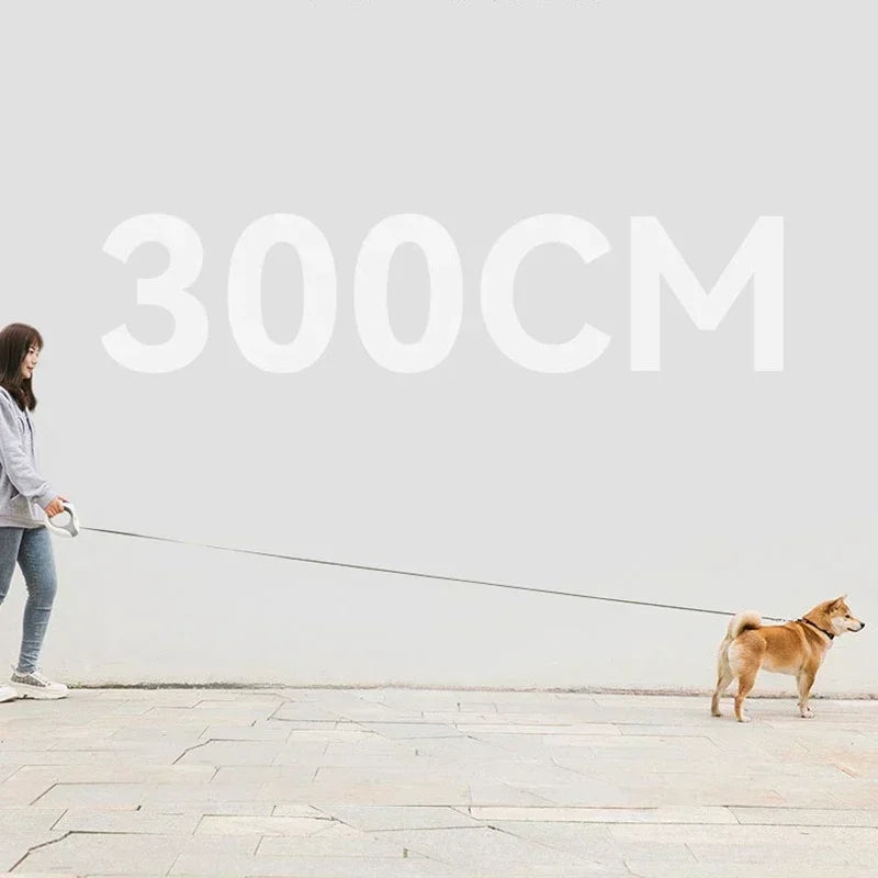 Correa luminosa y duradera de 3 m para perros, retráctil automática, de nailon, extensible, para pasear y correr cachorros.