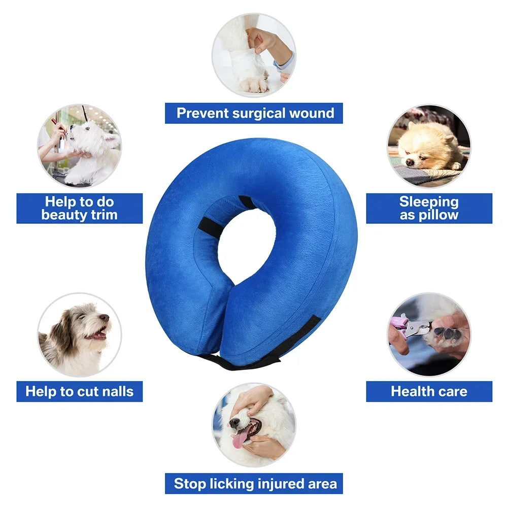 Cono postoperatorio para perros, collar protector inflable para recuperación de mascotas, cono suave para perros pequeños, medianos o grandes, y gatos.