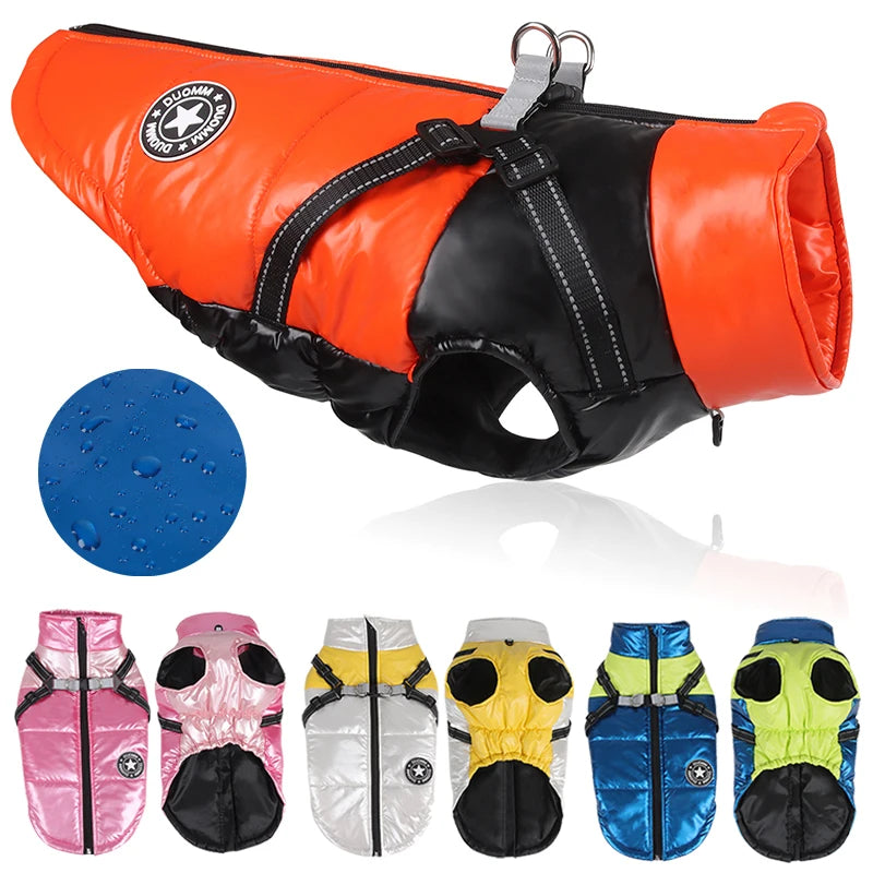Chaqueta para perro con arnés, ropa de invierno cálida para perros pequeños y medianos, impermeable, para mascotas, disfraz para chihuahua y bulldog francés