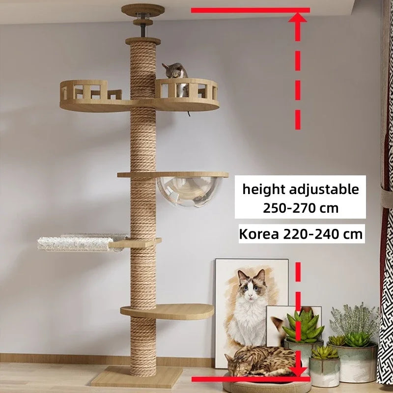 Casa para gatos ajustable, torre para gatos de piso a techo, condominio multinivel con rascador y hamaca. Productos para mascotas.