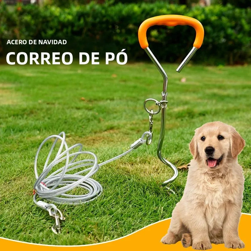 CLS Outdoor Pet Perno de acero para estaca de exterior para mascotas, cadena de alambre de acero