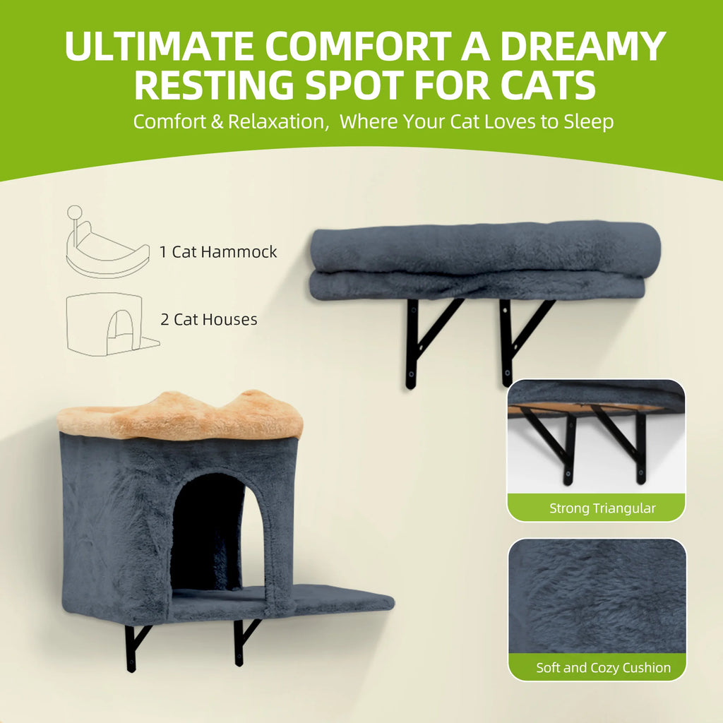 Juego de escalada de pared para gatos, de 7 piezas