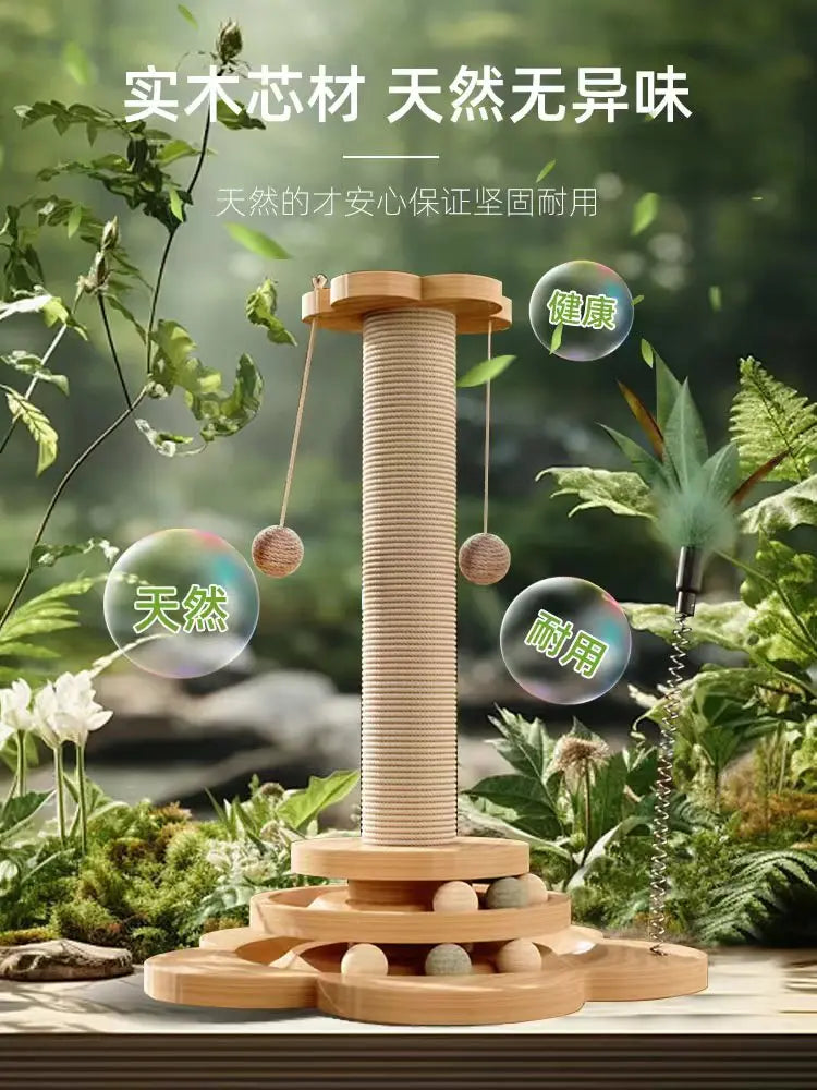 El rascador para gatos es resistente al desgaste y no suelta pelusa. La columna rascadora está hecha de cáñamo de sisal y se utilizan juguetes para gatos.