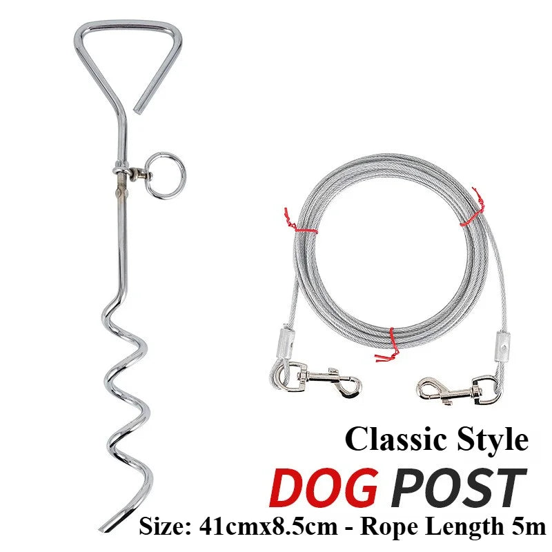 CLS Outdoor Pet Perno de acero para estaca de exterior para mascotas, cadena de alambre de acero