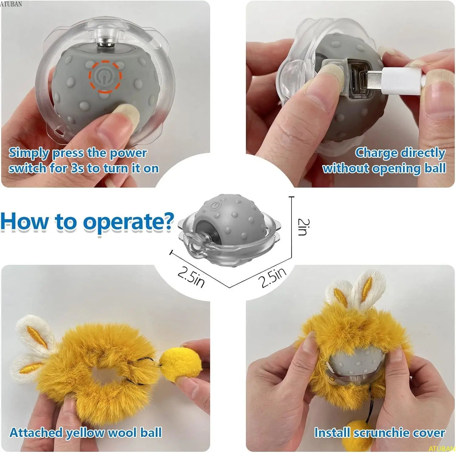 Juguetes interactivos con movimiento para gatos, pelotas automáticas con movimiento para gatos de interior