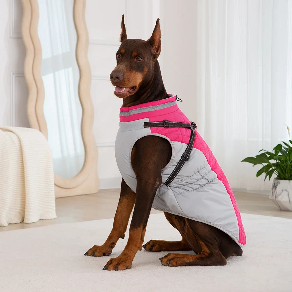 Chaqueta impermeable para mascotas con arnés, ropa de invierno cálida para perros pequeños y grandes, abrigo para labrador, chihuahua, bulldog francés