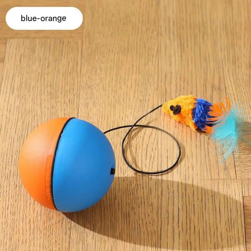 Pelota saltarina inteligente con sistema de autoevitación para gatos, juguete rodante a prueba de mordiscos con luces intermitentes y conector tipo C (mezcla azul-naranja/gris)