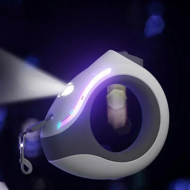 Correa luminosa y duradera de 3 m para perros, retráctil automática, de nailon, extensible, para pasear y correr cachorros.