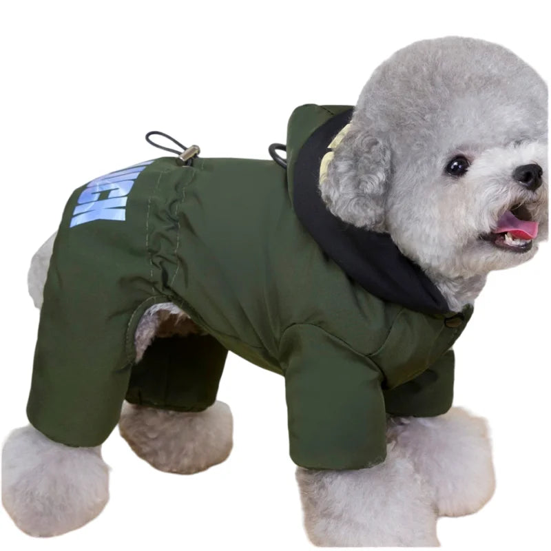 Mono impermeable para mascotas, ropa de invierno de forro polar para perros, abrigo con anilla en D
