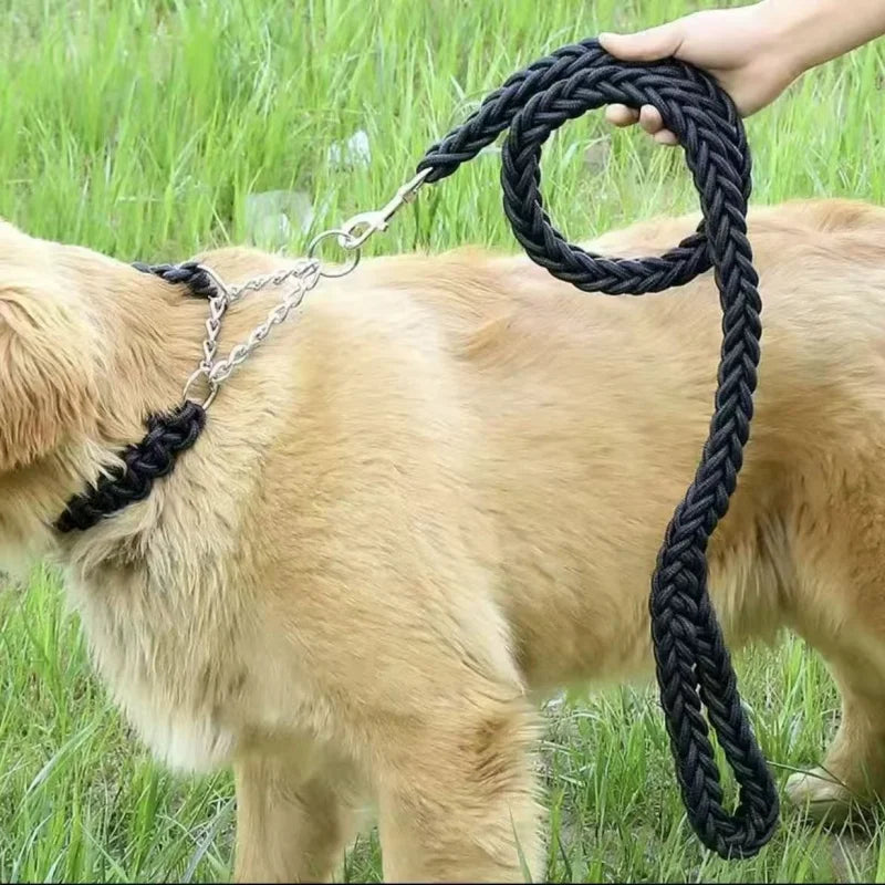 Correa grande para perros, de nailon trenzado, con tracción, para pasear mascotas. Cuerda gruesa de mano para bulldog, rottweiler y perros de caza. Accesorios.