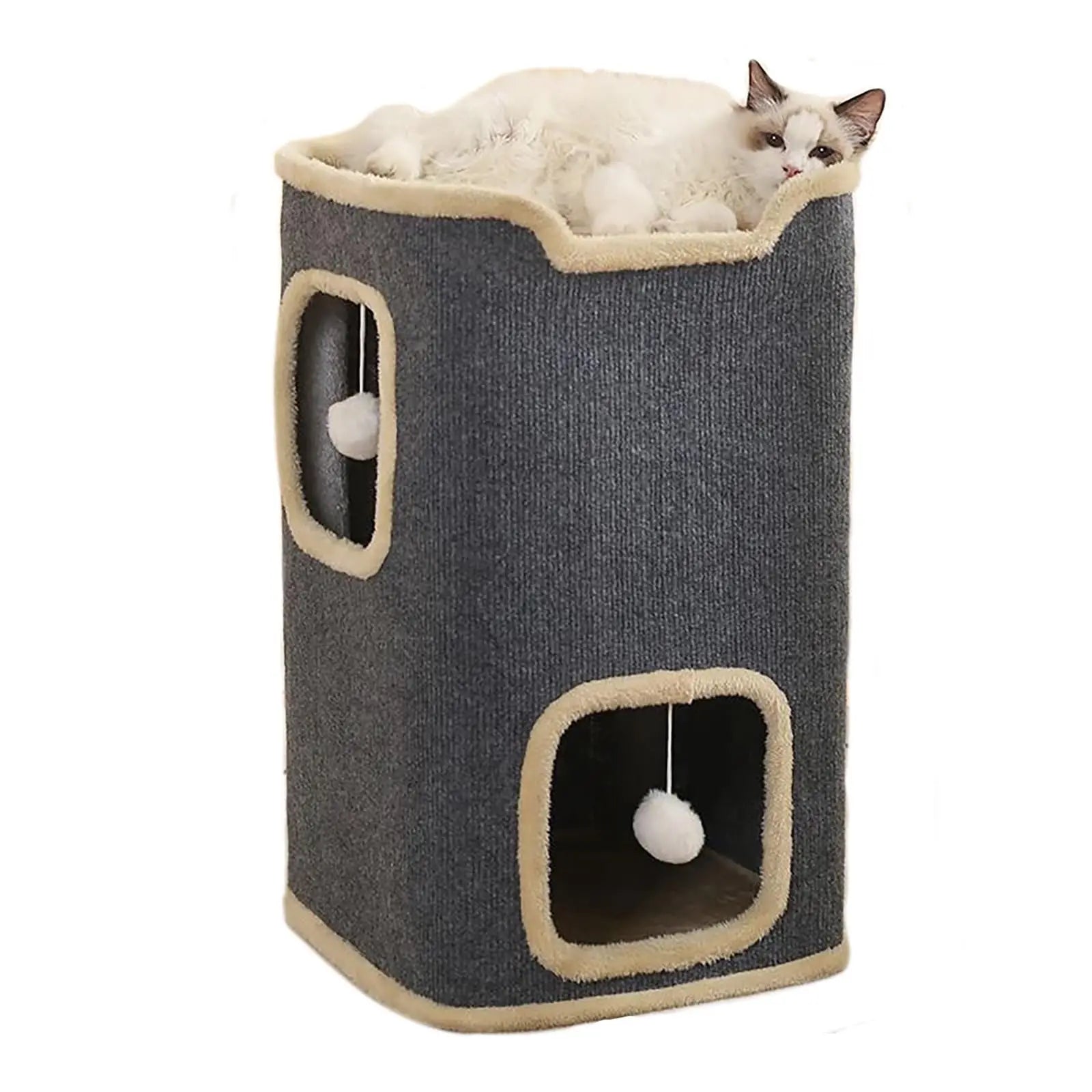 Casa para gatos, con cama superior y cueva de juego