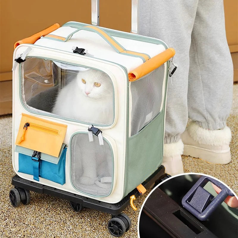 Bolsa de viaje portátil para mascotas HOOPET Cats, maleta con ruedas universal pequeña