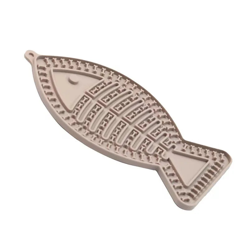 Tapete interactivo para lamer con forma de pez para gatitos con ventosas - Tapete de silicona SlowFeeder para alimentar mascotas y fomentar hábitos alimenticios saludables