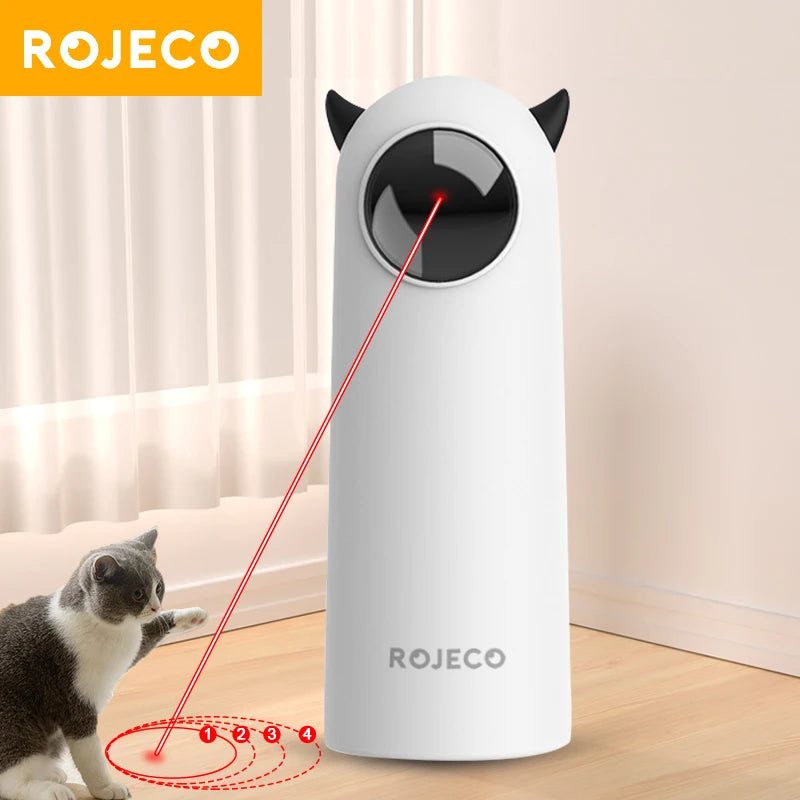 Juguete automático interactivo para gatos ROJECO con láser LED, ideal para estimular a tu mascota. Juguete electrónico portátil para gatos y perros.