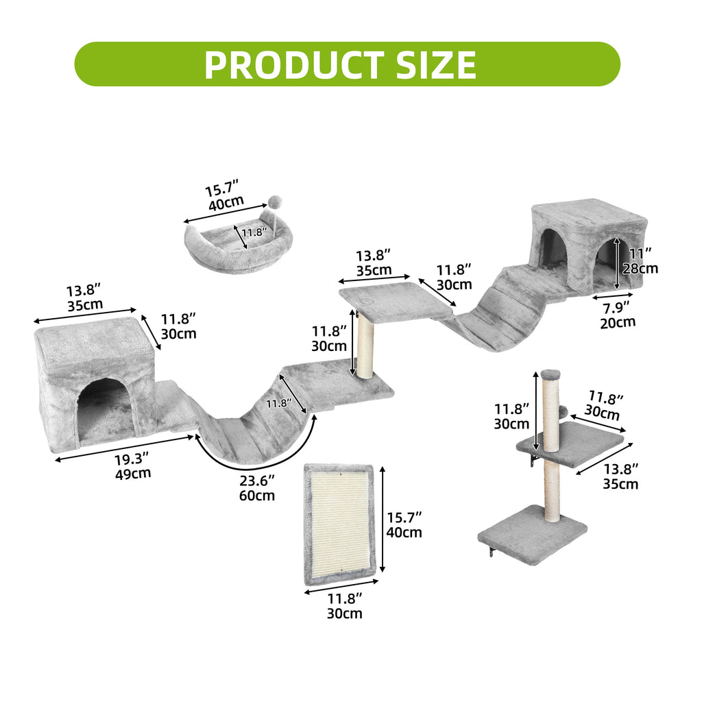 Juego de pared para gatos de 8 piezas