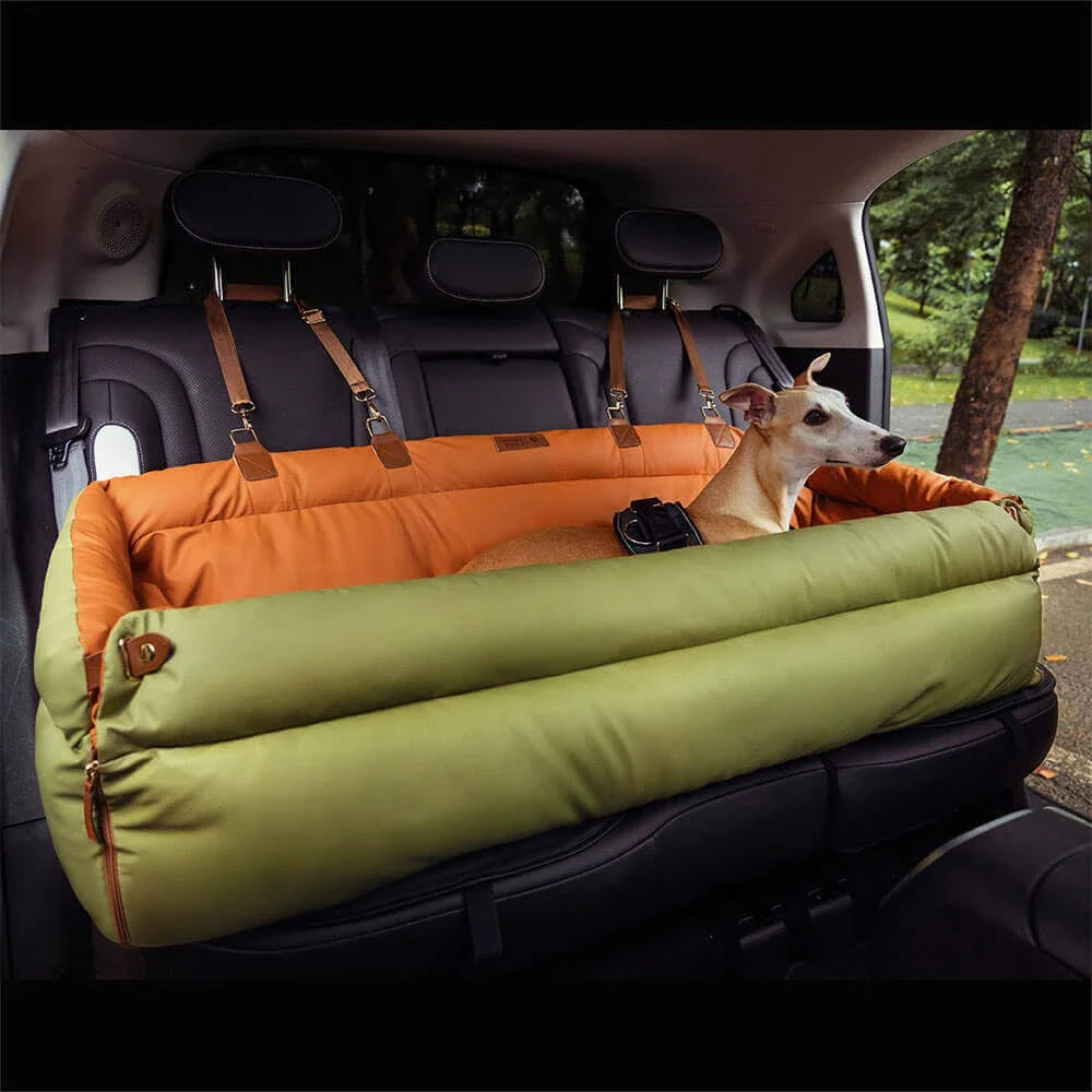 Asiento de coche de lujo para perros y gatos Pet Outing Lathe, de piel sintética, también sirve como cama elevadora.
