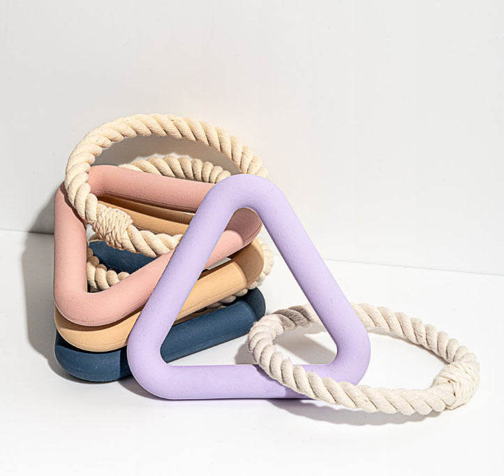 Juguete para Mascota Espuma TPR Cuerda de Algodón, Triángulo Tira y Afloja