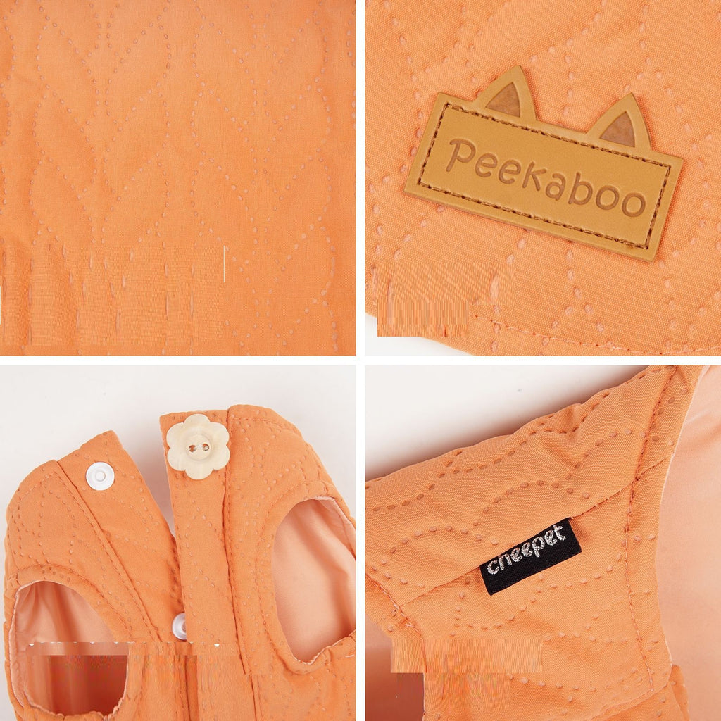 Conjunto para Perro Mascota de Algodón Acolchado con Botones de Jacquard Cálido para Otoño e Invierno