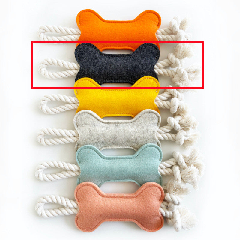 Juguete con forma de hueso de fieltro para perro color negro